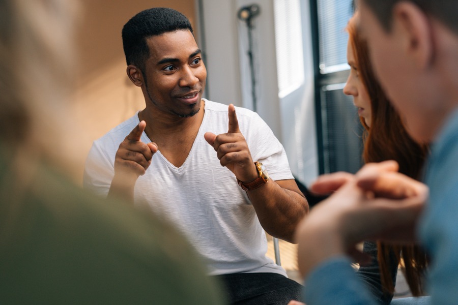 group of people attending addiction treatment